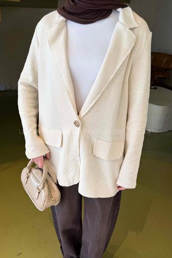 Beige Jacket Collar Long Arm Cotton Jacket