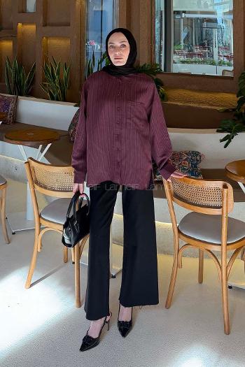 Claret Red Shirt Collar Long Arm Viscose Fabric Modal Shirt