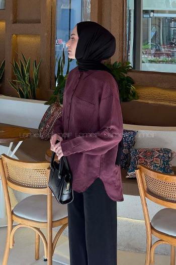 Claret Red Shirt Collar Long Arm Viscose Fabric Modal Shirt