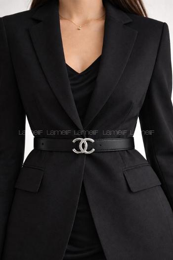 Black Buckle Skin Belt