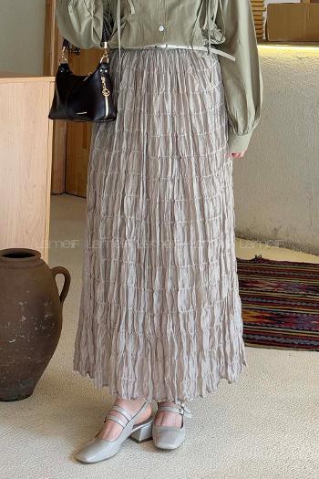 Lamelif Krinkıl Etek Bej