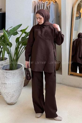 Lamelif Kruvaze Bağlamalı Takım Acı Kahve