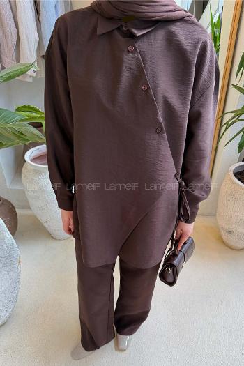 Lamelif Kruvaze Bağlamalı Takım Acı Kahve