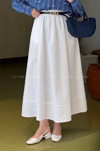 Lamelif Poplin Kumaş Tesettür Etek Beyaz