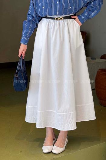 Lamelif Poplin Kumaş Tesettür Etek Beyaz