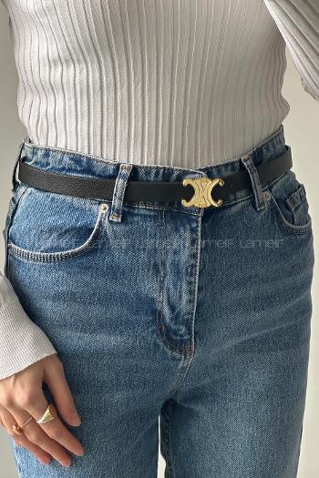 Black Buckle Skin Belt