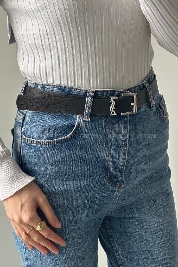 Black Buckle Skin Belt