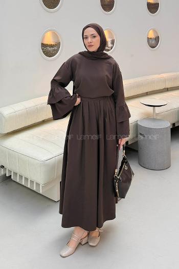 Lamelif Etekli Takım Koyu Kahverengi