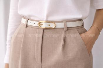 White Buckle Skin Belt