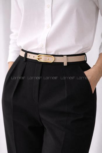 Beige Buckle Skin Belt