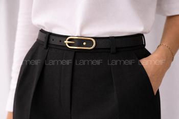 Black Buckle Skin Belt