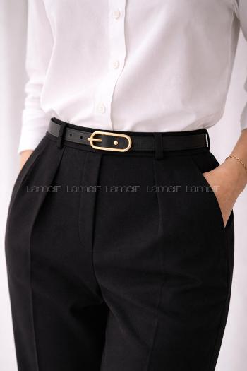 Black Buckle Skin Belt