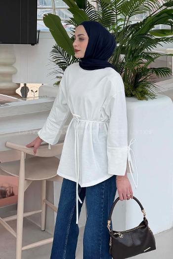 White Crew Neck Long Arm Sweatshirt