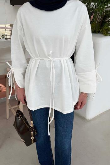 White Crew Neck Long Arm Sweatshirt