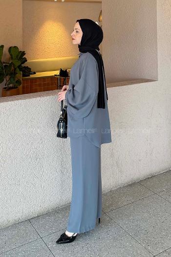 Lamelif Çift Cepli Takım Gri