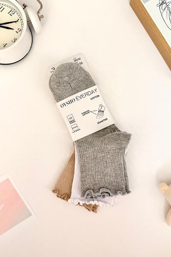 Lamelif 3lü Fırfırlı Kolej Çorap