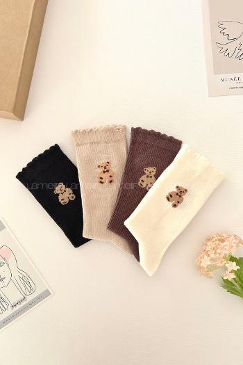 Lamelif 4lü Sevimli Ayı Soket Çorap