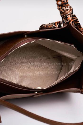 Lamelif Fular Detaylı El Ve Omuz Çantası Kadın Acı Kahve