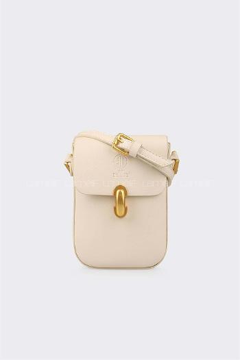 Lamelif Suni Deri Tenyo Telefonluk Kadın Çapraz Çanta Krem