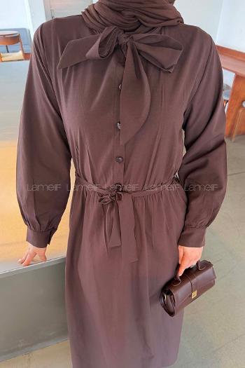 Bitter Brown Normal Neck Cotton Dresess