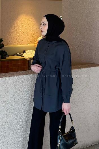 Lamelif Bağlamalı Gömlek Antrasit