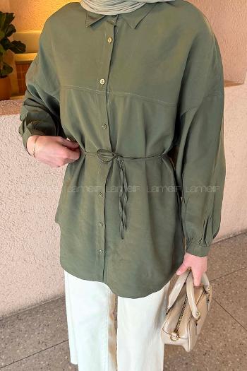 Lamelif Bağlamalı Gömlek Koyu Yeşil