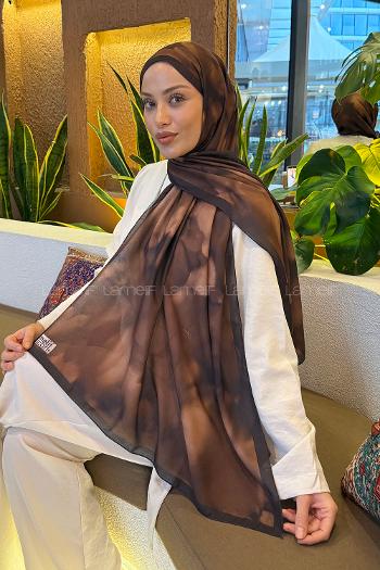 Lamelif Batik Desen Soft Şal Camel