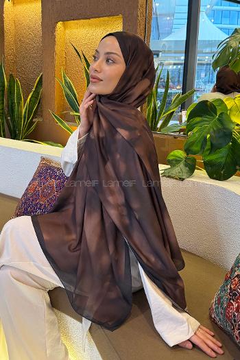 Lamelif Batik Desen Soft Şal Kahverengi