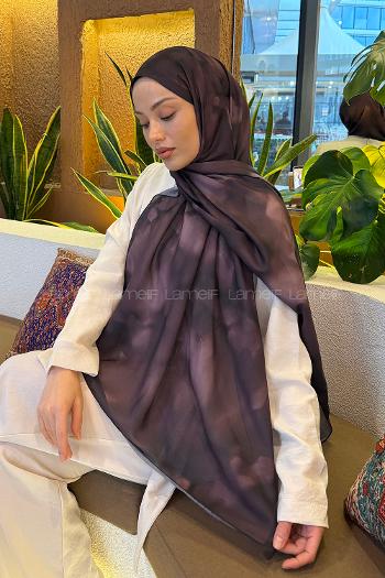 Lamelif Batik Desen Soft Şal Mürdüm