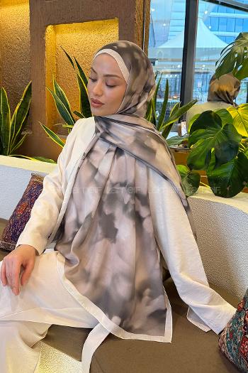 Lamelif Batik Desen Soft Şal Vizon