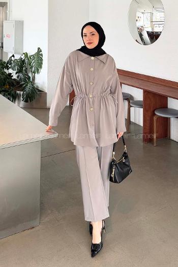 Gray Shirt Collar Long Arm Cotton Regular Trousers Comfortable Suit