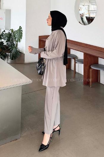 Gray Shirt Collar Long Arm Cotton Regular Trousers Comfortable Suit