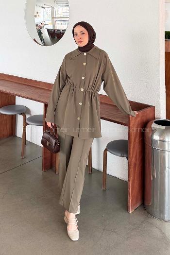 Khaki Shirt Collar Long Arm Cotton Regular Trousers Comfortable Suit
