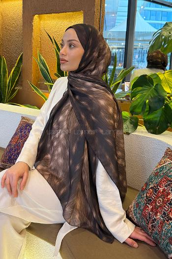 Lamelif Ceylan Desen Soft Şal Asker Yeşili