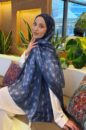 Lamelif Ceylan Desen Soft Şal Lacivert