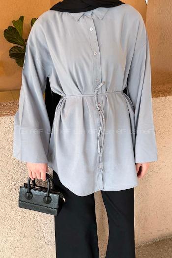 Gray Shirt Collar Long Arm Cupra Shirt