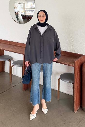 Lamelif Tensel Gömlek Antrasit