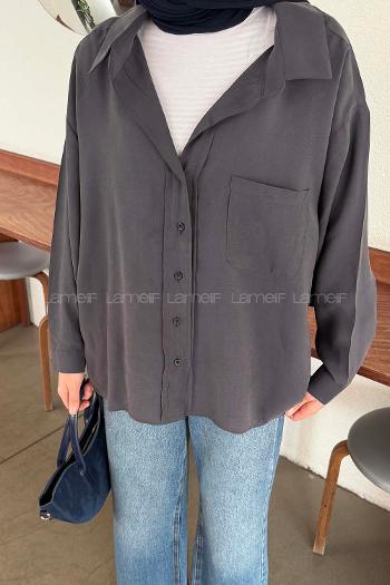 Lamelif Tensel Gömlek Antrasit