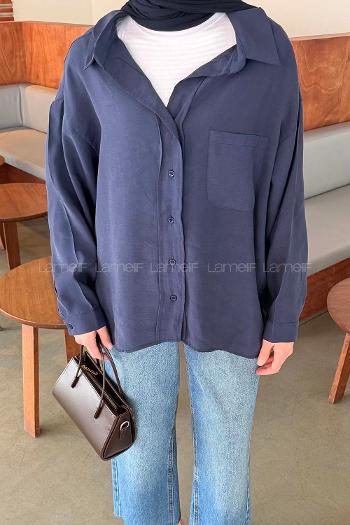 Lamelif Tensel Gömlek Lacivert