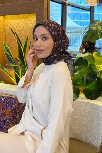 Lamelif Ceylan Desen Soft Eşarp Acı Kahve