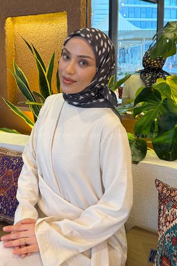 Lamelif Ceylan Desen Soft Eşarp Antrasit