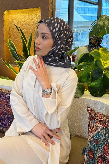 Lamelif Ceylan Desen Soft Eşarp Antrasit