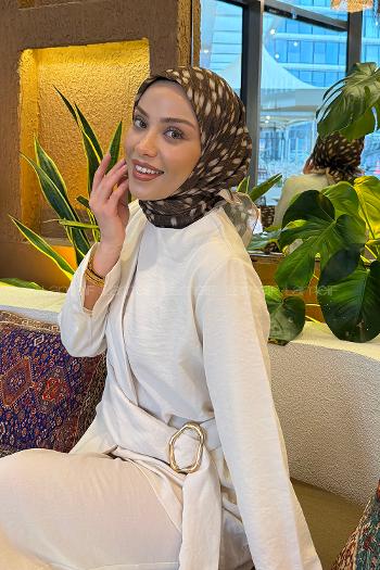 Lamelif Ceylan Desen Soft Eşarp Camel