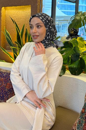 Lamelif Ceylan Desen Soft Eşarp Füme