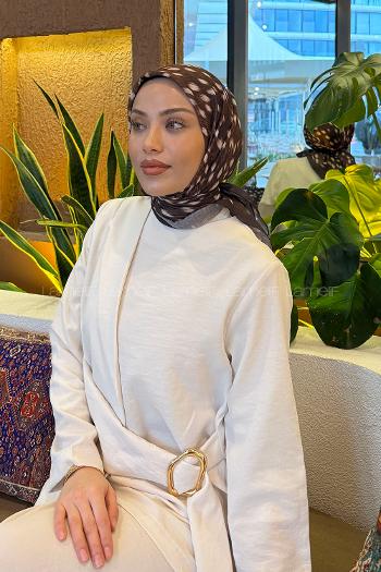 Lamelif Ceylan Desen Soft Eşarp Kahverengi