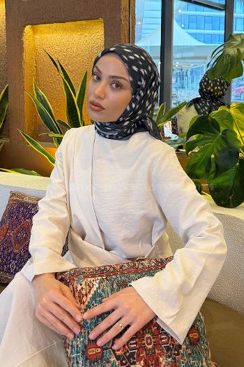 Lamelif Ceylan Desen Soft Eşarp Siyah