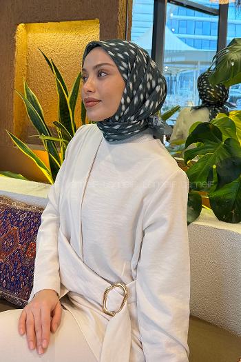 Lamelif Ceylan Desen Soft Eşarp Yaprak Yeşili