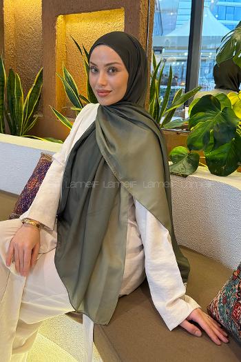 Lamelif Degrade Desen Soft Şal Haki