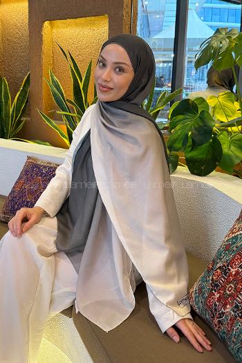 Lamelif Degrade Desen Soft Şal Koyu Yeşil Ekru