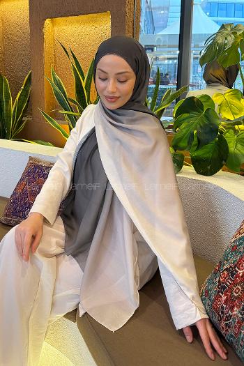 Lamelif Degrade Desen Soft Şal Koyu Yeşil Ekru